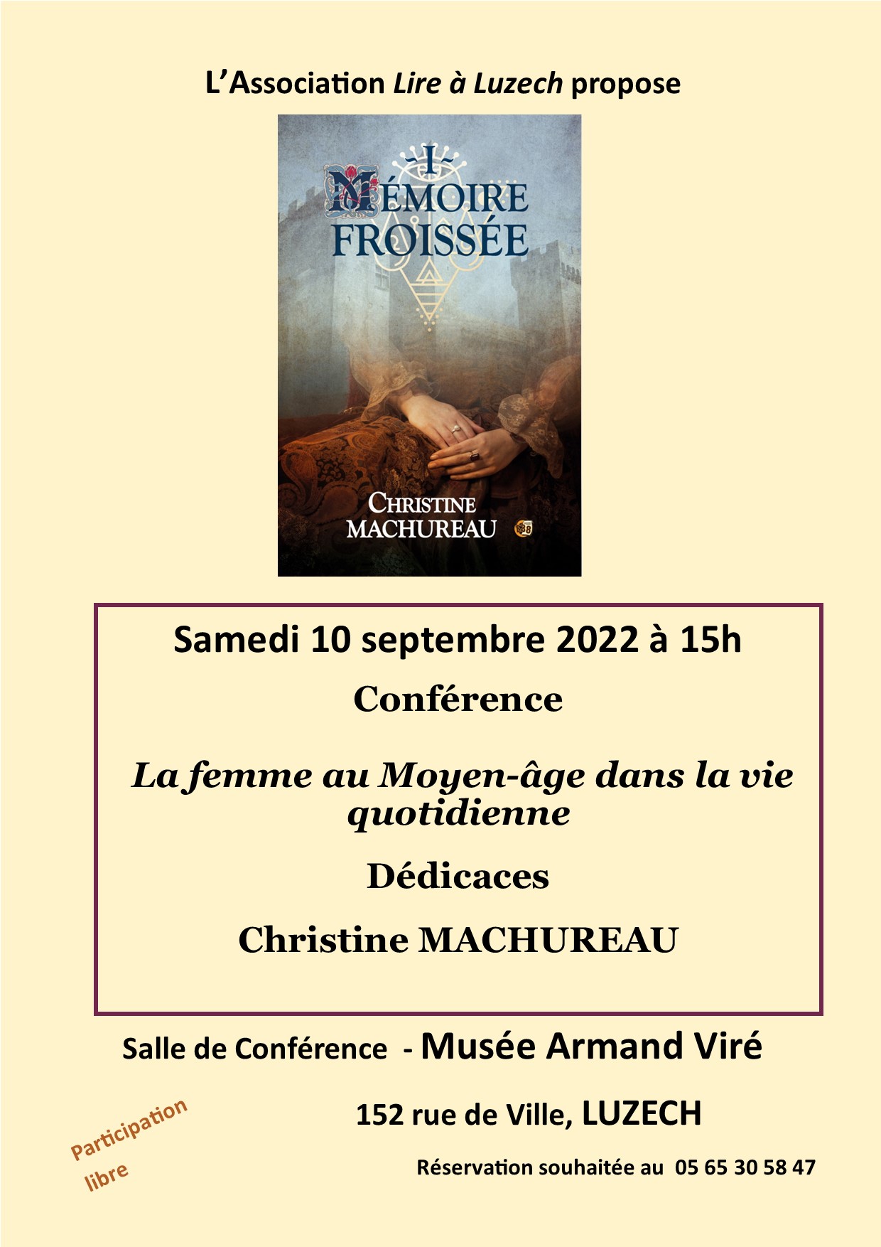 Conférence de la romancière Christine Machureau au Musée Armand Viré Conférence de la romancière Christine Machureau au Musée Armand Viré